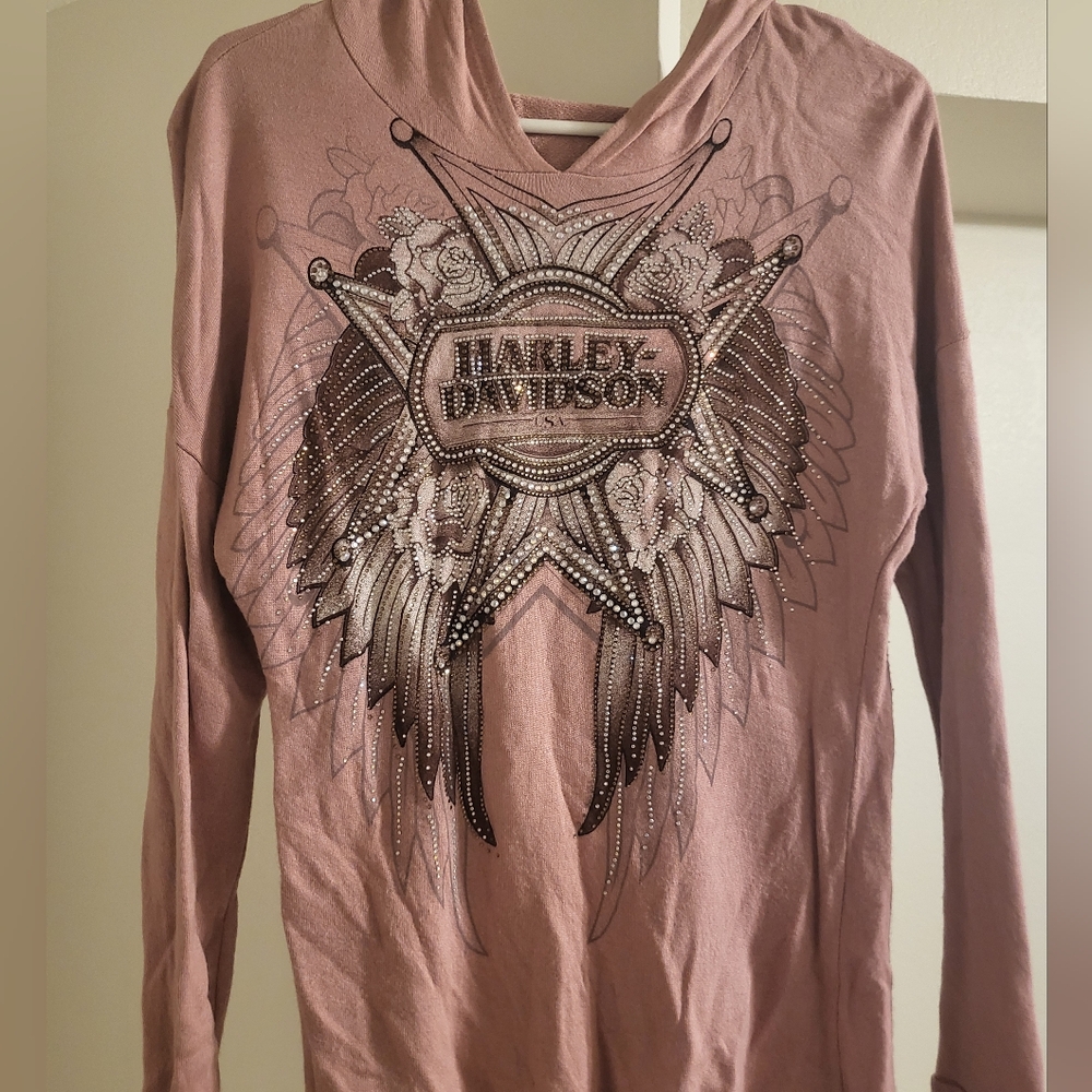 Women Bling Harley Davidson long sleeve hoodie